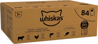 WHISKAS - 7+- Senior Wet Cat Food Pouches - 84 x 85 g - Mixed Selection in Jelly