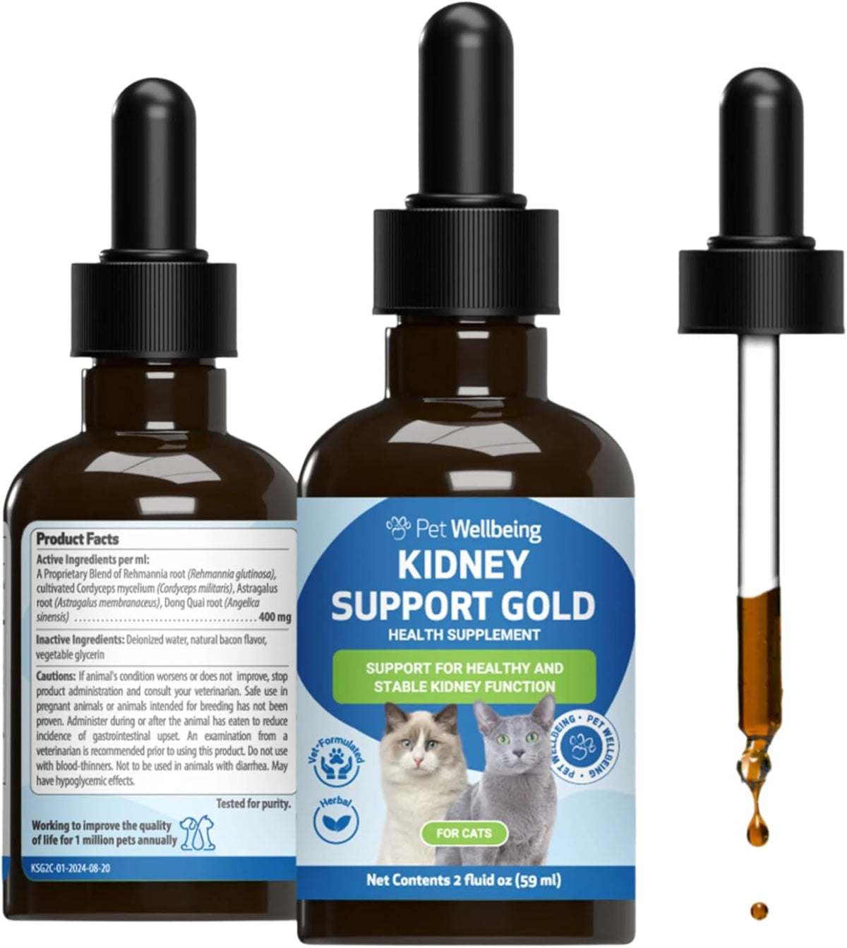 Pet Wellbeing Kidney Support Gold for Cats 2 oz (59 ml)