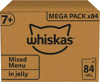 WHISKAS - 7+- Senior Wet Cat Food Pouches - 84 x 85 g - Mixed Selection in Jelly